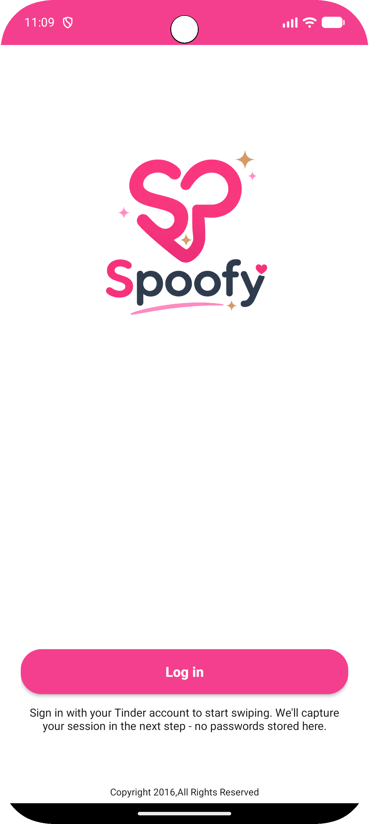 Spoofy login screen